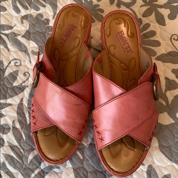Born Leather Slip-On Wedge Sandals - Picture 4 of 7